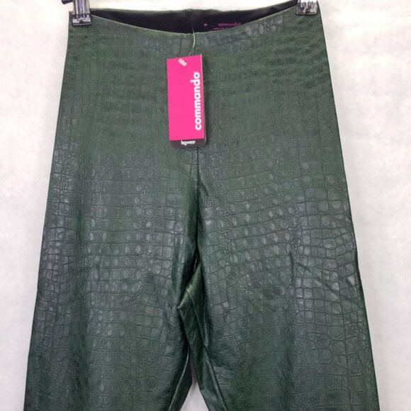 Commando Perfect Control Leggings Womens M Faux Leather High Rise Green Croc NEW - Picture 2 of 13